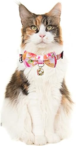 Мачка Јака Отцепена Со Симпатична Машна И Ѕвонче Кариран Цвет За Писе Прилагодлива Безбедност