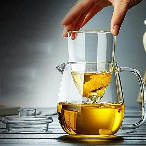 Котел чајник чист стаклен чај инфузер со отстранлив цедилка, задебелен чај котел отпорен