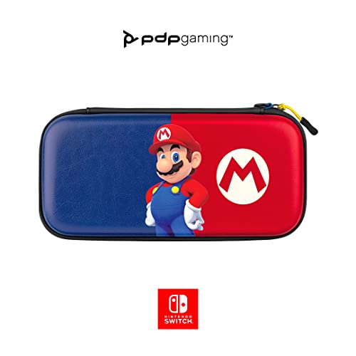 PDP Gaming официјално лиценциран Switch Switch Slim Deluxe Travel Case - Mario - Semi -Hardshell Заштита - Заштитна PU кожа - има