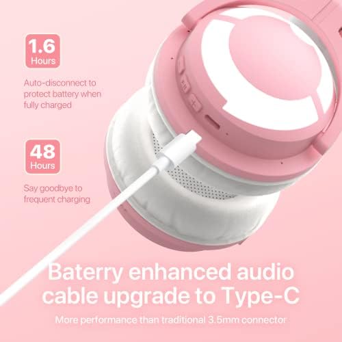 YOWU RGB Слушалки За Уши ЗА Мачки 3S Безжични 5.0 Преклопливи Слушалки За Игри Со Вграден Микрофон &засилувач; Прилагодливо