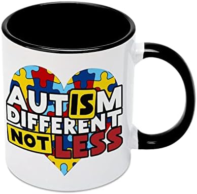 Свесност За Аутизмот Срцева Керамичка Кригла Креативна Црна Внатрешна Шолја За Кафе Издржливи Чаши За Рачка Уникатни Подароци