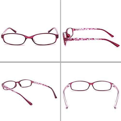 Ивнуои 6 Пакет Очила За Читање Блокирање На Сина Светлина, Модни Дами Пролетни Читатели На Шарки Со Печатење На Шаблони, УВ Очила Против Отсјај
