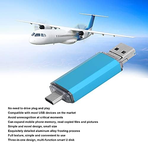 USB диск, USB3.0 три-во-едно сино алуминиум легура со голема брзина U диск, 16 GB/32 GB/64 GB/128GB/256 GB компјутерски телефон за