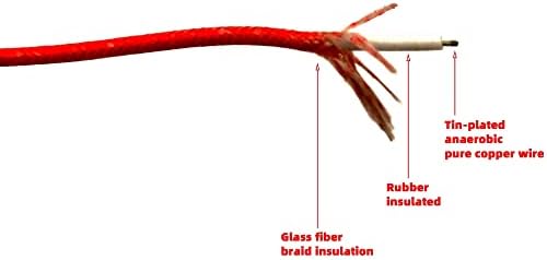 MGRAS Електрична жица 0,3 ~ 4mm2 отпорна на висока температура стаклена влакна плетенка гума изолирана жица за ладна жица