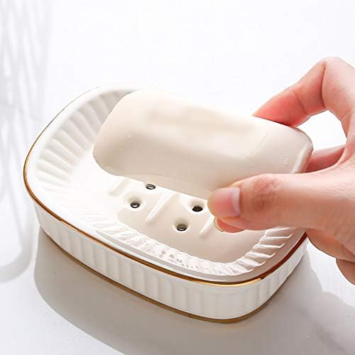 Керамички сапун за сапун со сапун Ахфам, за мијалници за бања за домаќинства, двојно сапун за сапун