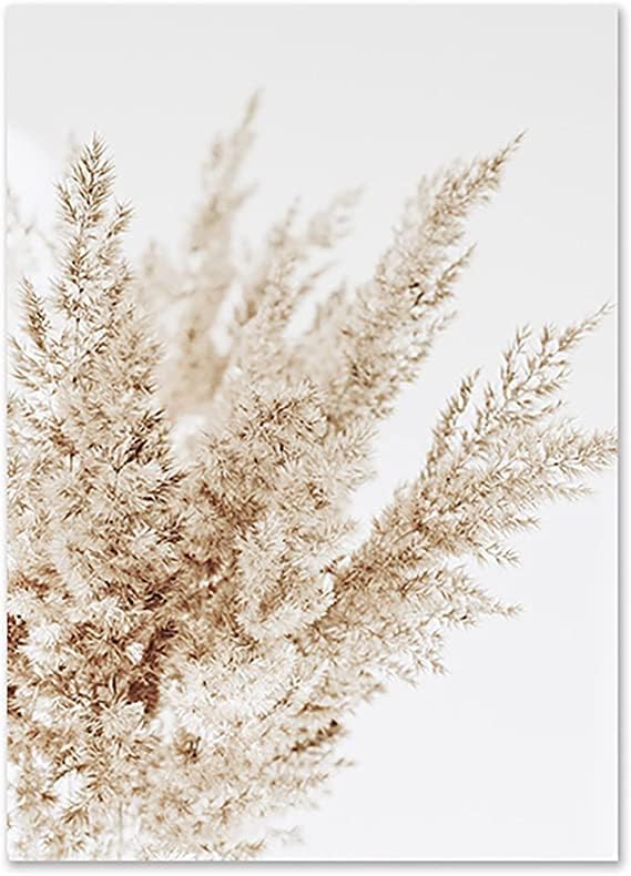 Qidhjh Ботаничка природа wallидна уметност отпечатоци поставени 3 пакувања платно уметност модерни постери цветни трска сушен цвет пампас