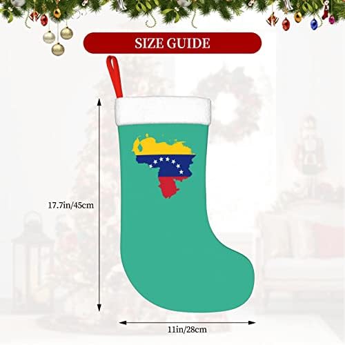 Cutedwarf Venezuela Flag Map Мапа Божиќно порибување Божиќно декорација Класичен 18 инчи камин виси чорап