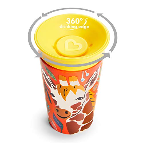Munchkin® Miracle® 360 Wildlove Sippy Чаша, 9 Унца, Жирафа и 3pc Sipper И Слама Капак