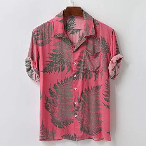 XL маж маички мажови шарени летни кратки ракави лабави копчиња хавајски обични кошули кошули за мажи за мажи
