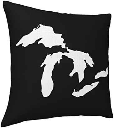 Kadeux Michigan The Great Lakes Pillow Вметнува 18x18 инчи фрлање перници Вметнете ја плоштад фрлање перница за перници