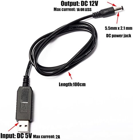 LANMU USB До Dc 12v Адаптер, 2,1 mm X 5,5 mm USB 5V До 12v Чекор До Конверторот DC Приклучок Кабел За Напојување, USB До Dc Кабел