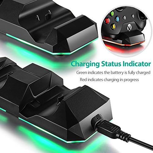 За Xbox One Xbox One X Dual Charger Pocter Charger Station со 2 батерии за полнење 600 mAh и USB кабел за безжичен контролер Xbox One (не за
