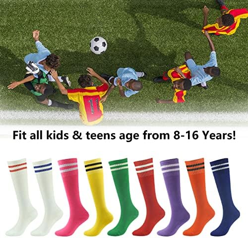 Saillsen Soccer Cops Младински деца Долги цевки фудбалски бејзбол чорапи со перничиња за тимови 2/6 пакувања