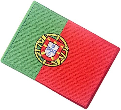 Португалско знаме извезено амблем Португалско железо на шиење на национална лепенка