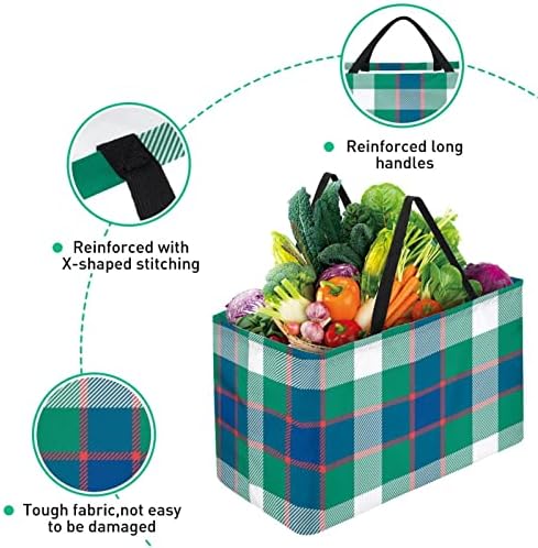 Работни кеси за намирници за еднократно користење, сина зелена решетка, лесен рециклирање на шопинг торба со рачка за намирници