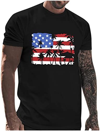 2022 Машка 4-ти јули тренинг мускулен војник маица Краток ракав Американски САД знаме печатено графички мета атлетски врвови