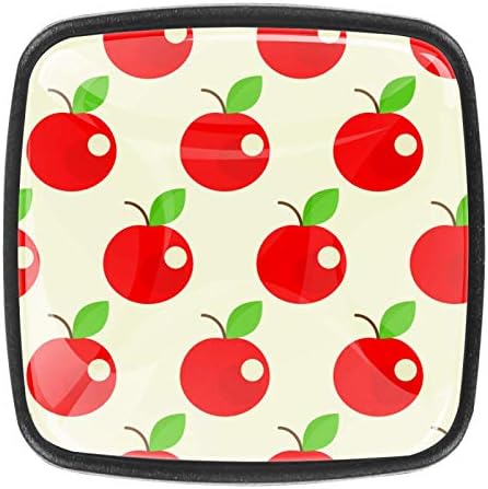 Овошје Црвени Слатки Јаболка Кристални Копчиња За Кабинети Фиоки За Комоди, Модерна Рачка за Влечење Шкаф 4 парчиња Квадратен