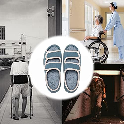 Дијабетични чевли GYCDWJH за машки, дијабетични чевли артритис едем влечки со прилагодлива поддршка на сандали со отворени пети за