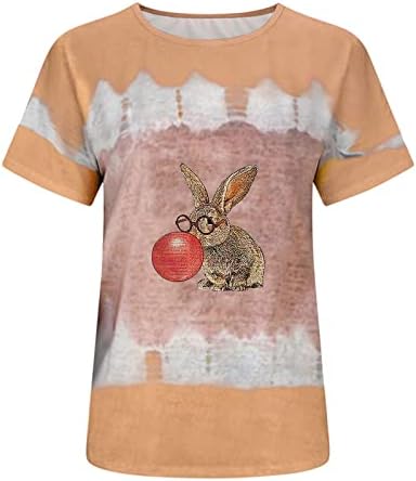 Градиентска кошула за блузи дами кратки ракави екипаж памук памук секси каваи, временска боја, животински зајаче космејски костуми, теи