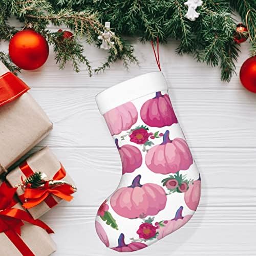 Божиќни чорапи за божиќни чанти од розови тикви Денот на благодарноста двострана камин што виси чорапи