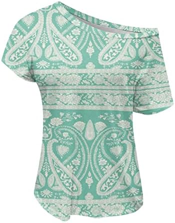KQC жени мода лето 2022 година Raglan ракав за обична маица за печатење врвови блуза