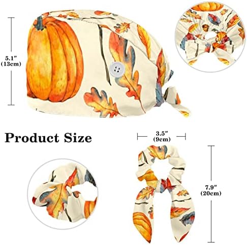 Есенски акварели тиквички работни капачиња за жени со копчиња и џемпери, прилагодливо хируршко капаче