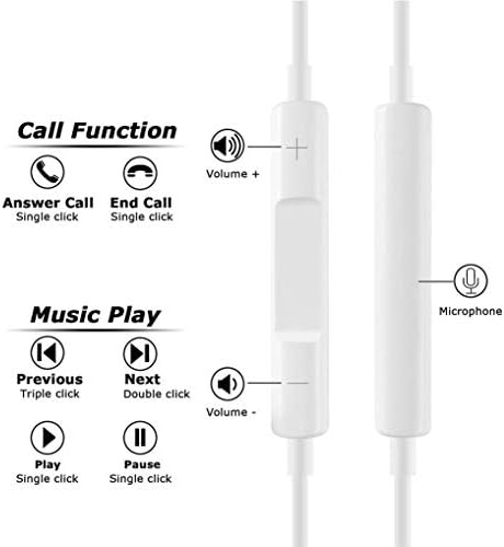 [Apple MFi Сертифициран] Apple Слушалки/Слушалки/Слушалки со 3,5 mm Жичен Слушалки Жичен Слушалки Со Микрофон Компатибилен со iPhone, iPod, iPad,