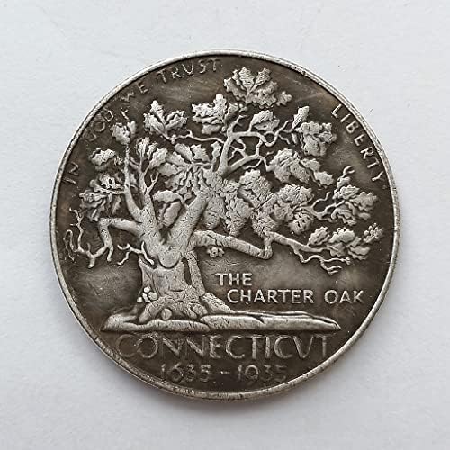 1935 Конектикат Половина Долар Медал 50 Цент Монета Магија Монета Странски Монета Антички Занает