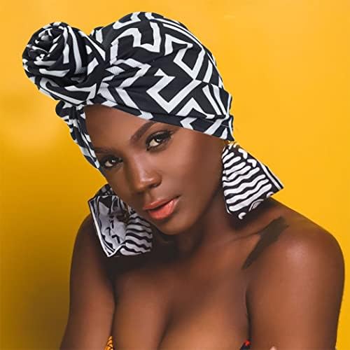 Urieo African Turban Headprap Print Print Beanie Head Shap претходно врзана шамија на главата за жени пакет од 3