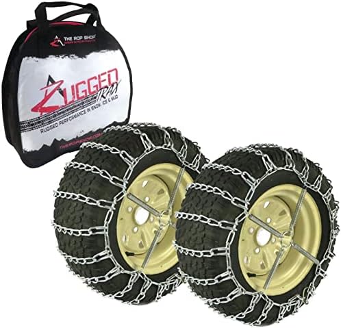 Продавницата РОП | 2 синџири на гуми и затегнувачи на гуми за врски за трактор Торо со гуми од трева 25x12x12