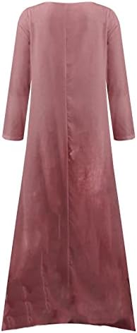 Fireero Maxi фустан за жени плус големина летни гроздобер фустани обични лабави слоеви Неправилен фустан од кафтан со џебови со
