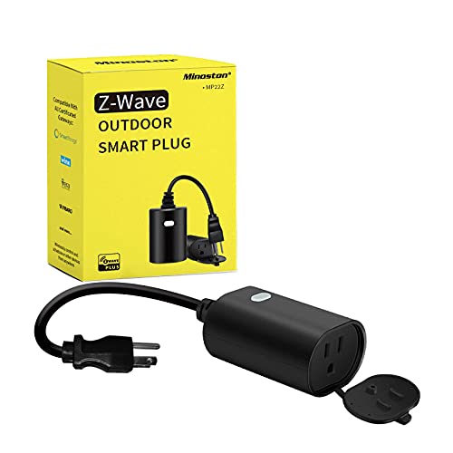 Minoston Z-Wave Plus Smart Plug, прекинувач за излез на отворено/исклучување, потребен центар ZWAVE, кој е потребен, отпорен на временски