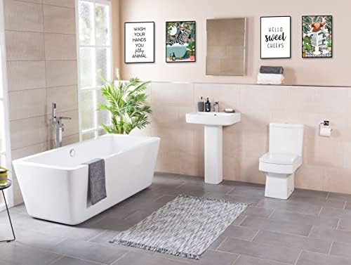 Mini Zozi Смешна бања wallидна уметност 8x10 4pcs половина бања соба декор смешни цитати знаци тоалети уметнички дела црно и бело велејќи