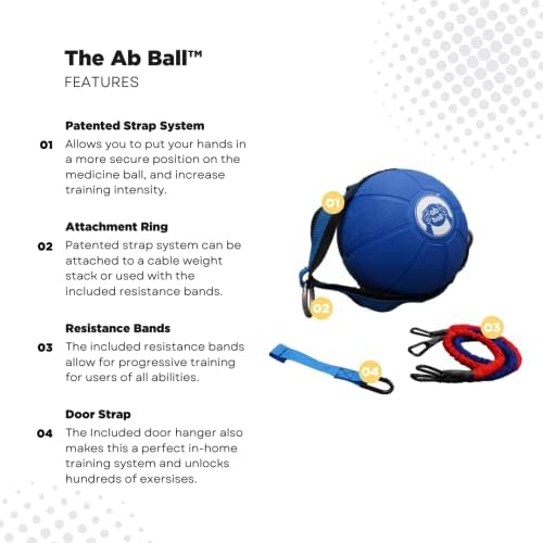 АБ-топката-3-во-1 систем за обука на топка со патентирани ленти за раце, ленти за отпор, хангар на вратата, АБ Функционален