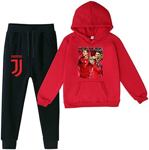 Zapion Kids Cristiano Ronaldo Sweatshirts 2piece pullover дуксери и џогерски панталони поставува CR7 случајна тренерка за момчиња, девојчиња