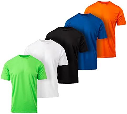 Момци активна маица-Брзо суво атлетско тренинг тренинг за истегнување на екипажот кратки ракави Топ 5 пакет