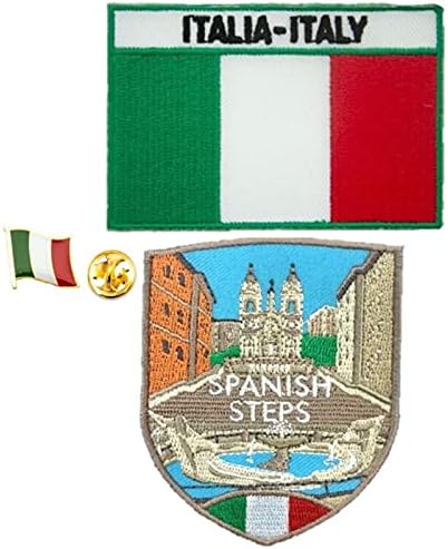 А-Еден 3 парчиња пакет- Шпански чекори штит за лепенка+Италија знамето на знамето и значката, обележјето на Рим, брошутот за туристички сувенири,