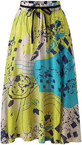 Womenените лето двојно ткаенина макси здолниште Атлетик еластична висока половината цветни бохо макси здолниште случајно влечење на долги