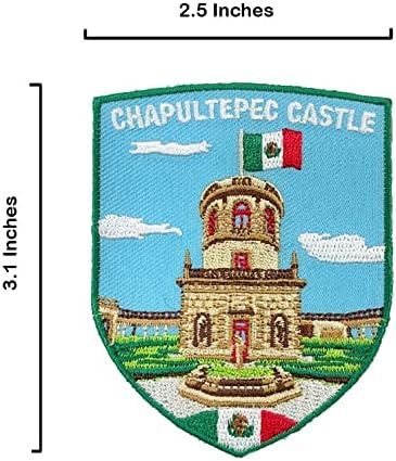 А-Еден 2 парчиња пакет-кастило де Чапелтепец Печ+Мексико знаме везови, декоративни апликации, патриотски амблеми, шијте на железо на кошули