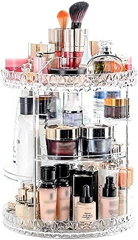 360 степен ротирачки организатор на шминка складирање на повеќе нивоа прилагодлив козметички дисплеј за складирање држач за облекување