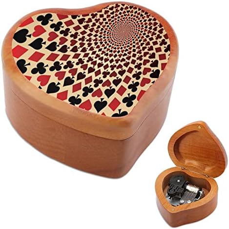 Играње покер уметност Вуд музичка кутија Антички врежани музички кутии подароци за роденден Божиќ Денот на благодарноста