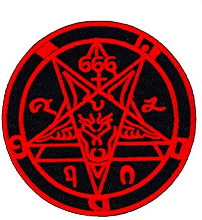 Графичка прашина сатанска коза глава извезено железо на лепенка за лепенка смешна космејска лого симбол знак сатана пентаграм