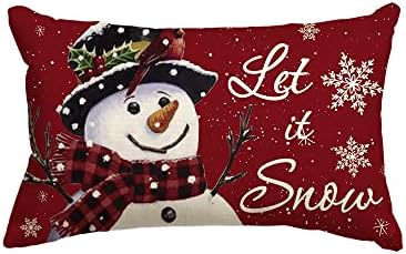 Avoin ColorLife Let It It Snowman Snowman Christmas Christon Cover Pellow, 12 x 20 инчи Зимски празник за перниче за перничиња