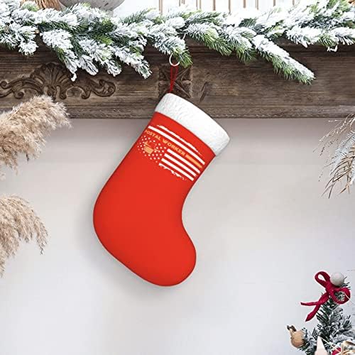 QG ZZX Поштенски работник знаме Божиќно порибување Божиќни чорапи камин виси чорап 18 инчи за одмор