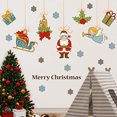 Божиќни wallидни декорации Божиќно дрво знак Снегулка црвени чорапи Подароци за подароци налепници за отстранливи уметности за