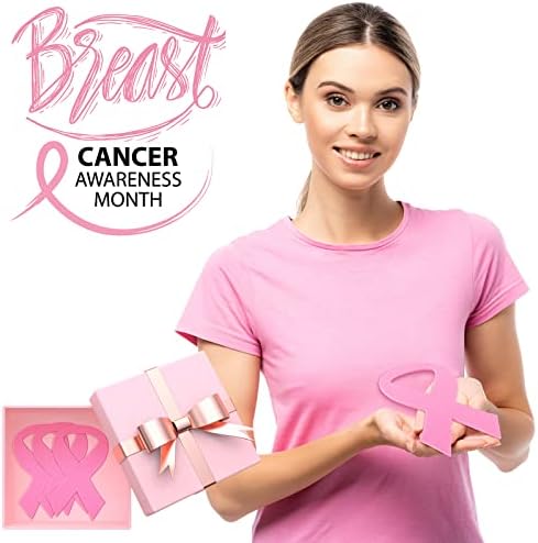 60 парчиња розова лента со рак на дојка панделки со панделки сатен пена розова лента за прибирање финансиски средства за прибирање