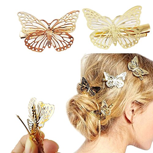 Јуетон Пакет од 2 Златни Пеперутка Клип За Коса Додатоци За Коса, Невестата Облека За Коса Клипови