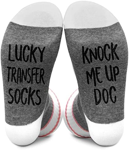 Среќни трансфер чорапи ме нокаутираат док, подарок за чорапи за IVF за жени со големина 5,5-11, Подароци за породилно за бременост