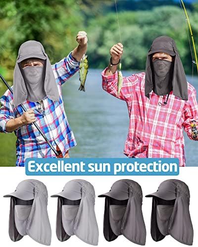 4 поставени капачиња за риболов со капаци на сонце upf 50+ капа за пешачење со отворено капа за заштита од сонце со маска за лице и