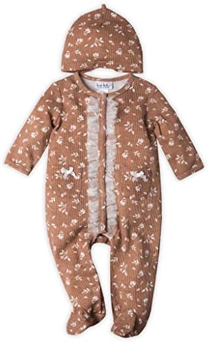 Nicole Miller 2 PC Footie + Beanie облеката за облека, бебе девојче, новороденче, облека за новороденчиња, подарок за облека и капа, ромпер за